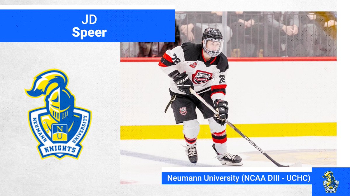 Congrats JD Speer on his commitment to Neumann University! The '02 F led the Utica Comets Prem. in scoring with 67 PTS in 41 GMS. The skilled F will be great addition to the Knights. Congrats! #scp 
.
<a href="/NeumannMIH/">Neumann University Men's Ice Hockey</a> <a href="/UCHCHockey/">UCHC</a> <a href="/_Neutral_Zone/">Neutral Zone</a> <a href="/USPHL/">USPHL</a>  <a href="/NCAAIceHockey/">NCAA Ice Hockey</a> <a href="/UticaJrComets/">Utica Jr. Comets</a>
