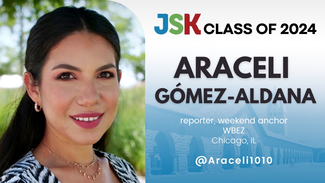 JSKstanford's tweet photo. Put your hands together for Aracel Gómez-Aldana. Aracel is a news reporter and weekend anchor at @WBEZ in Chicago. Welcome @Araceli1010! #jsk24 @degarciaknight @pamaples @AlbertoBMendoza https://t.co/8Bk6VQP5o8