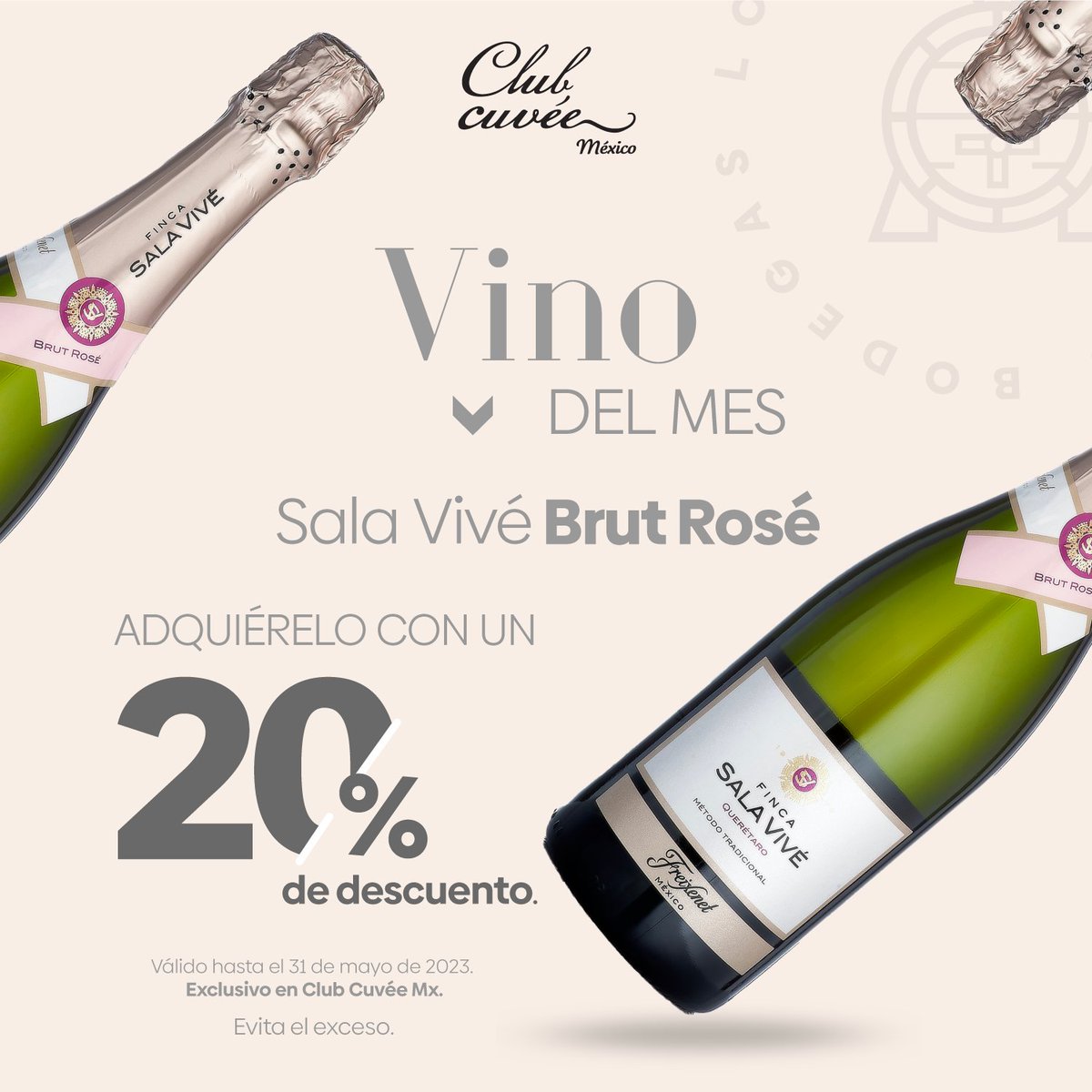 Te presentamos nuestro vino del mes Sala Vivé Brut Rosé 🍾 Cada sorbo de este vino espumoso es una experiencia para tus sentidos🤩

*Consume responsable.
🛒 bit.ly/SalaViveBrutRo…