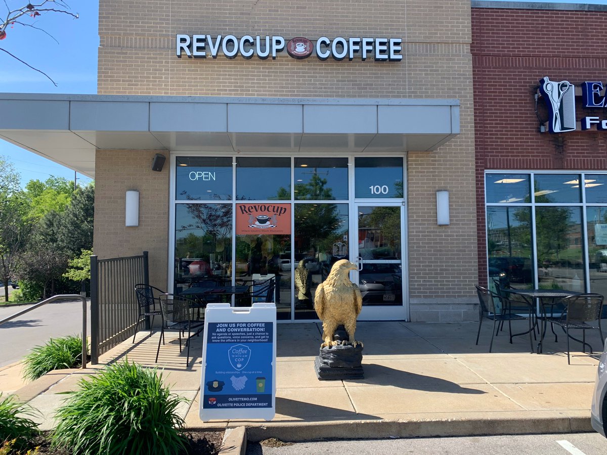 CityofOlivette's tweet photo. ☕️Thank you for joining us at Coffee with a Cop this morning at @revocup! 

We hope to see you at the next one! https://t.co/nCB7Mb6Ynr