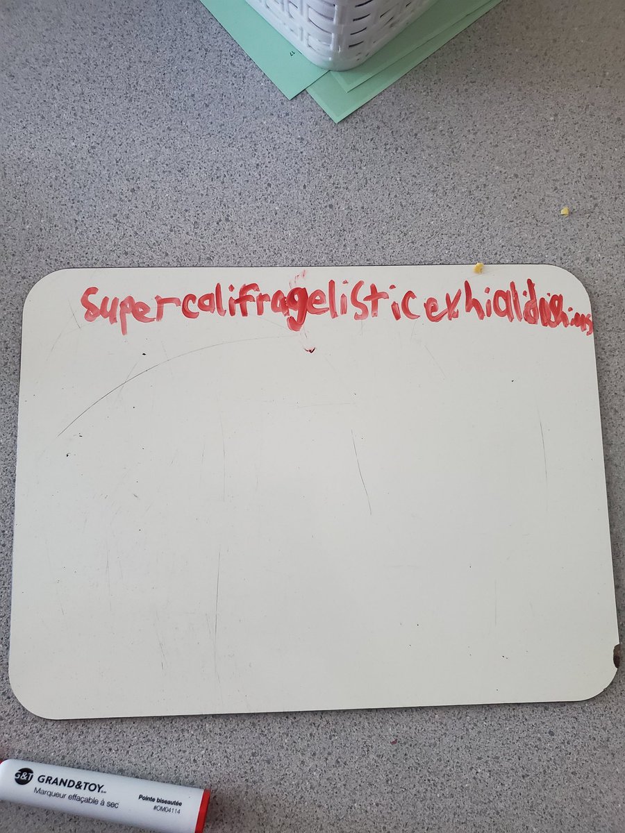 Working on vowel patterns and syllable division strategies (can be a little dry). I told my students they would be able to read/write any word in the world after learning all tricks and strategies. A student said: "Even 'Supercalifragilisticexpialidocious'" 
Yes! Give it a go!😎