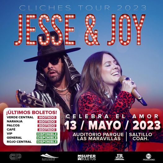 PQLasMaravillas's tweet photo. ¡Jesse &amp; Joy llegan a #Saltillo! ¡¡ULTIMOS BOLETOS A LA VENTA!! en Superboletos 
https://t.co/nQ9uMtLmSw
-JR Sombreros (Ignacio Allende #744, Zona Centro)
-Innova Sport: Galerías Saltillo, 
Patio Saltillo y Francisco Coss
-Cimaco: Patio Saltillo #gpproducer https://t.co/Ua9jIYUCPR