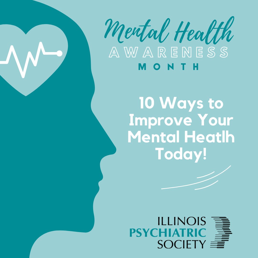 10 ways to improve your mental health! See the list below in our comments.

#mentalhealthawarenessmonth #lookaround #mentalhealth #lookwithin #selfcare #mentalillness #mentalwellness #mentalhealthtips #mentalhealthstigma #endthestigma #psychatry #breakthestigma