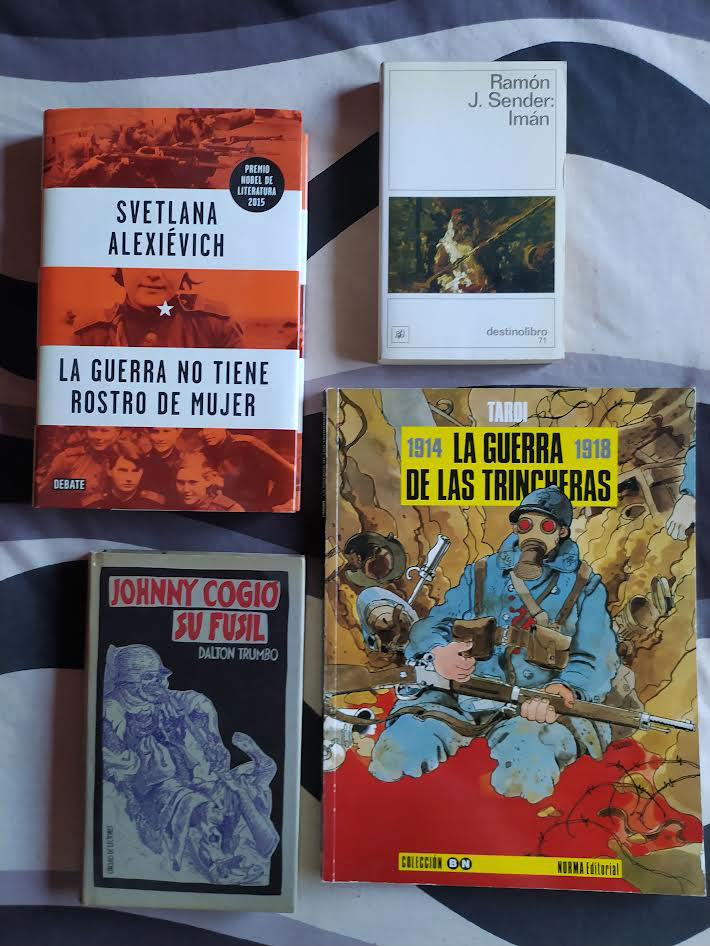 M_Beltza's tweet image. Frente a quienes hablan de paz pero militarizan nuestras vidas, obras que impugnen la lógica de la guerra. 
Cuatro imprescindibles de Sénder, Alexiévich, Trumbo o Tardi que comparten el hedor de los conflictos armados.
#LibrosContraLaGuerra #MásLibrosEslaGuerra #ObjectWarCampaign