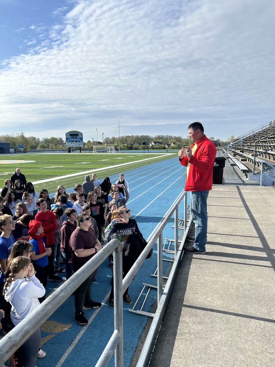 BathMidSchool's tweet photo. Pictures of the 7th grade students listening to Mr Miller’s motivational speech before Day 2 of the Math State Test. https://t.co/f83gUmz62X