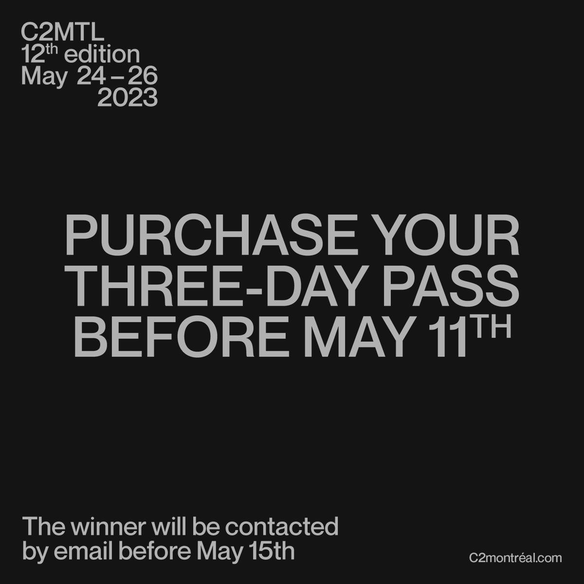 WIN an exclusive culinary experience. Purchase your 3-day pass to #C2MTL23 between now and May 11, and automatically be entered for a seat at Céline Pelcé’s dinner, May 23 atop of Place Ville Marie. This private event will have networking opps $ can't buy. c2montreal.com