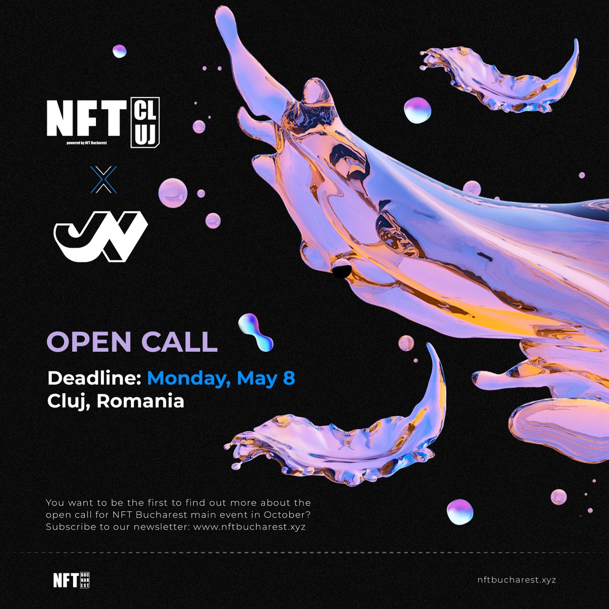 📢OPEN CALL📢

NFT Bucharest will be hosting #NFTCluj on May 12, the 2nd warm-up before the main October event.

As artists have a special place in our culture, we invite you all to apply.

To participate:
- Post 1 artwork below (Image/Video)
- Follow <a href="/nft_bucharest/">NFT Bucharest: May 8-9 🚀</a> &amp; <a href="/joynxyz/">Joyn</a>