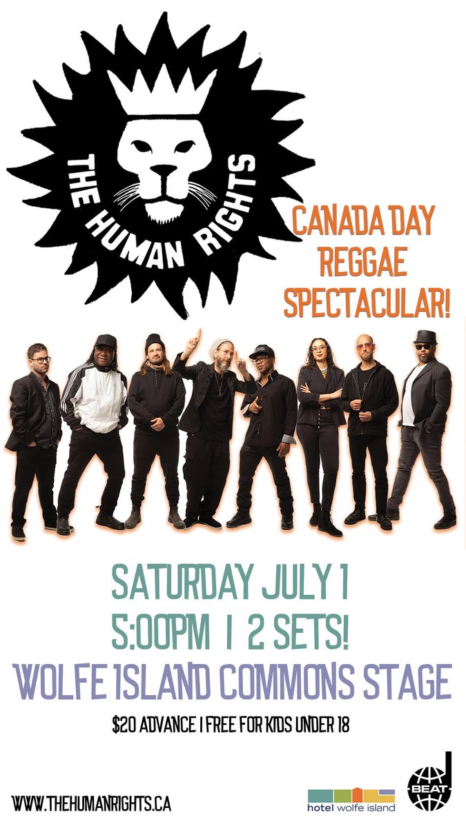 COLLECTIVEE4ST's tweet photo. Modern roots reggae band @The_HumanRights  are coming to @HotelWolfe  on July 1!

Tickets for the Canada Day Reggae Spectacular are on sale now, get yours at https://t.co/X8WmckFkrD https://t.co/HqMuwqzksJ