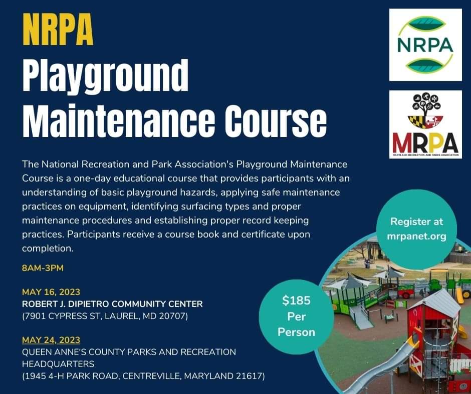 📣Registration is now open for the Playground Maintenance Course! We have two dates and locations available. Head to the website to register today! Register here! mrpanet.org/page/Playgroun…