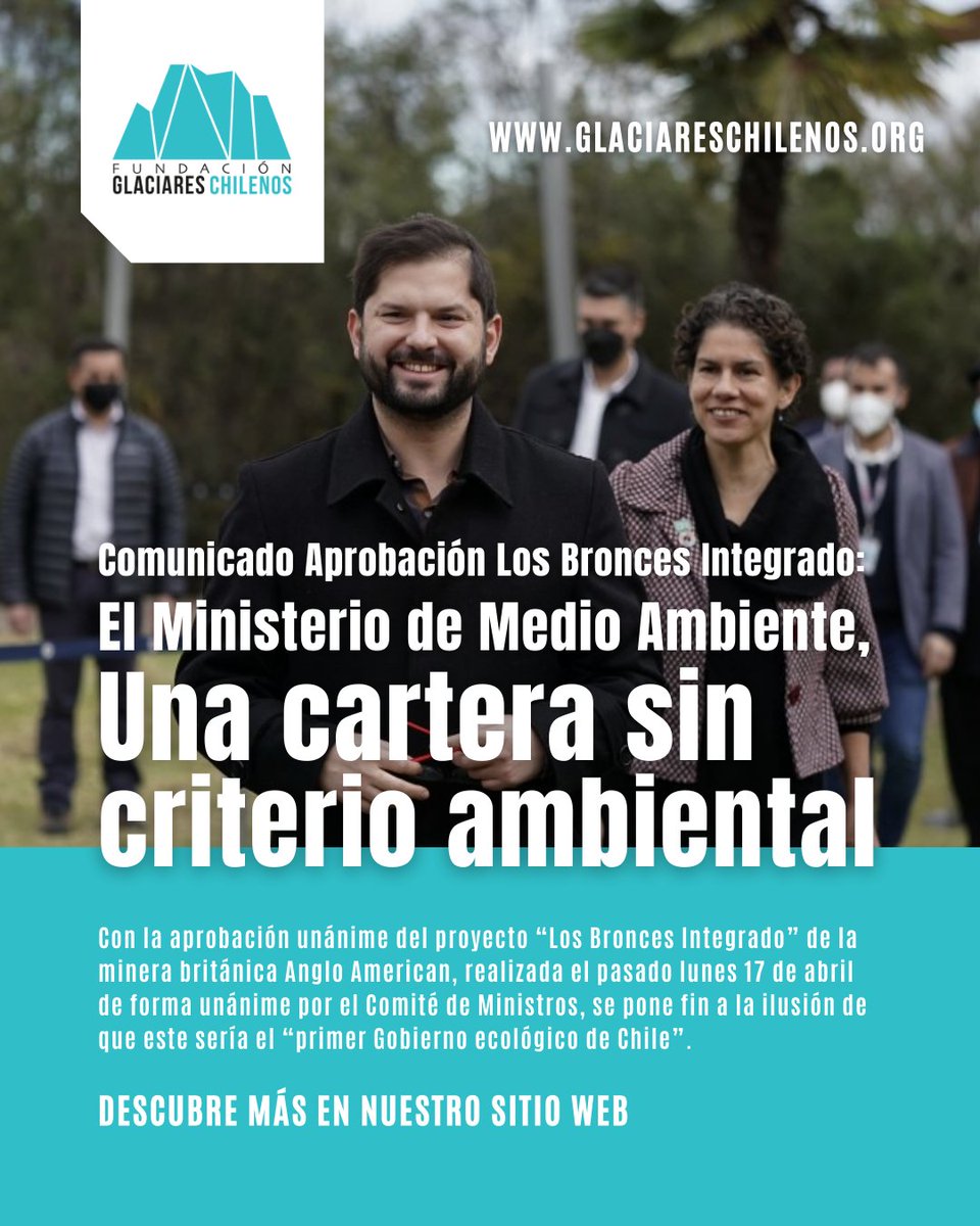 (1/4) Con la aprobación unánime de #LosBroncesIntegrado de forma unánime por el #ComitéDeMinistros, se pone fin a la ilusión de que este sería el primer #GobiernoEcológico de Chile. Les compartimos el comunicado realizado por <a href="/FPlantae/">Fundación Plantae</a> y <a href="/TerramChile/">Fundación Terram</a> ⚠️
glaciareschilenos.org/columnas/comun…