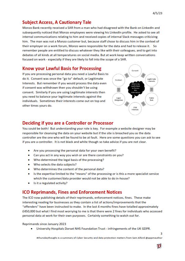 pppmauthor's tweet photo. #ThursdayThoughts today includes the latest cyber risks in the NW - at an all time high because of #CoronationWeekend and #Eurovision2023 also hints and tips, fines and advice including the latest from @ICOnews, @northwestcrc, and the @NCSC CyberFlix Video for 11-14 yr olds https://t.co/XFVsdXEUct