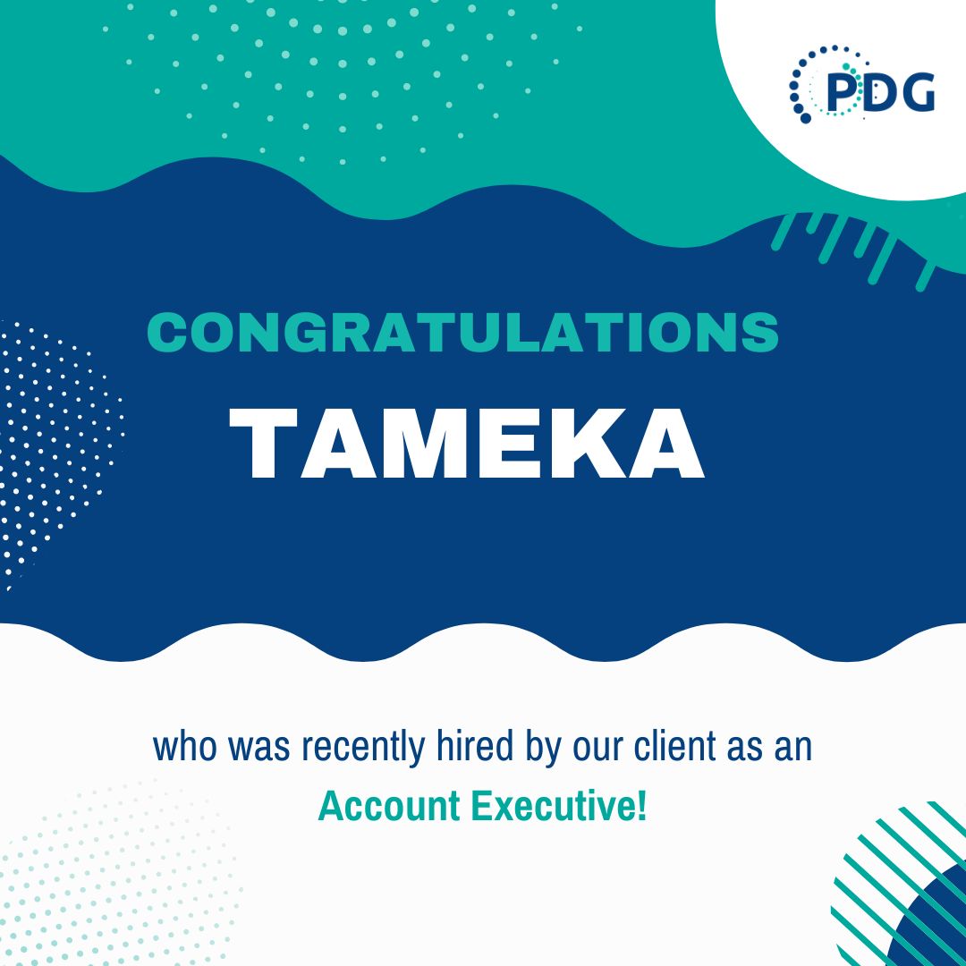 Prestige__DG's tweet photo. Congratulations to Tameka, who was recently #hired by our client as an Account Executive!
Follow us on @Prestige__DG and get exciting news about PDG!
#prestigedevelopmentgroup #recruitmentprocessoutsourcing
#recruiting #techrecruiting #outsourcing #newhire https://t.co/Ny3tFqxXXG
