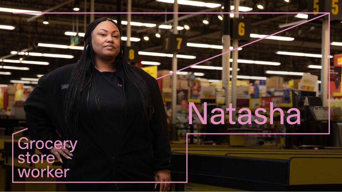 CanadianLabour's tweet photo. Natasha was declared essential during COVID, but faced racial slurs, overtime &amp; risked getting sick at work. She saw customers struggle to make ends meet. Labour leaders will be in MTL next week to find ways to protect workers like Natasha, make life affordable &amp; #LiftEveryoneUp. https://t.co/95SkEDQ2jn