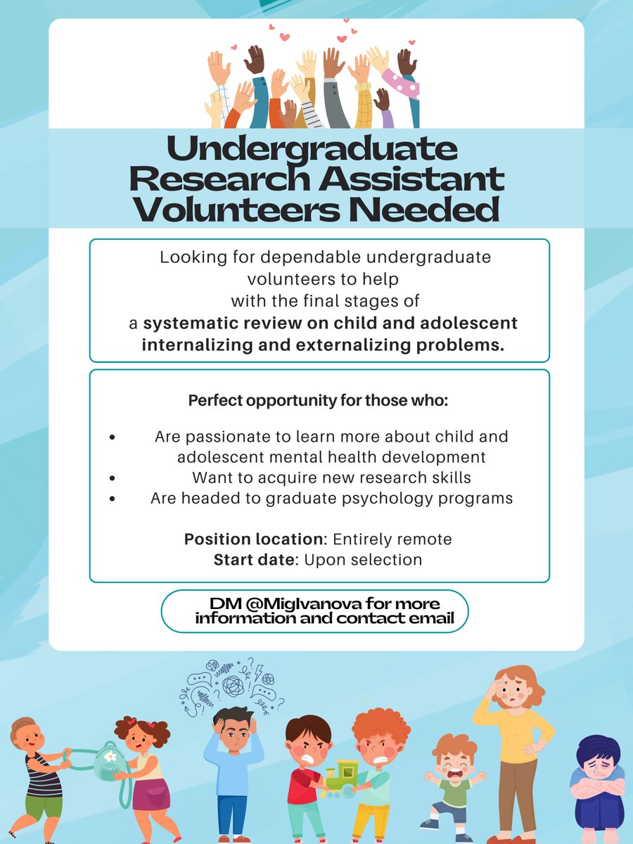 MigIvanova's tweet photo. Please RT and share with undergrads!😊Recruiting volunteers to help wrap up a massive systematic review on behavior problems. It is a great experience to learn how to navigate the process and become more comfortable with the literature if headed to grad school. DM me for info! https://t.co/jNdghaKTy3