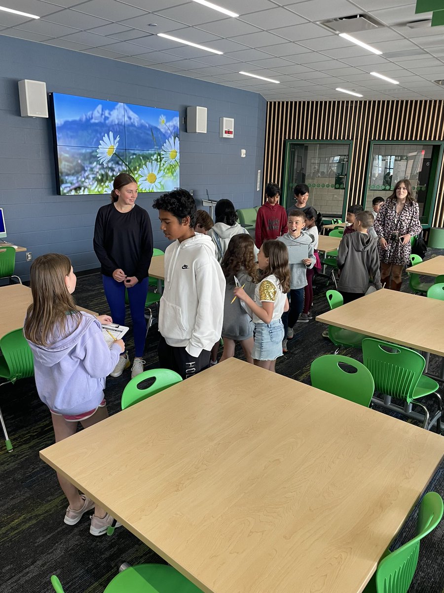 mrsjerger's tweet photo. Miss Smith’s @adeDCSD 3rd graders came to @erms_DCSD for a scavenger hunt with 7th grade buddies. #selfiewithmynephew https://t.co/xwKsXUITd2