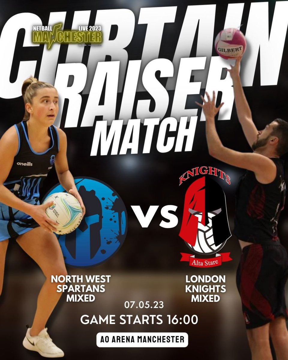 BIG NEWS REGARDING THIS SUNDAY! 🖤💛

We are excited to announce the curtain raiser match for this Sunday’s <a href="/NetballSL/">Netball Super League</a> game day when Thunder take on <a href="/RhinosNetballSL/">NIC Leeds Rhinos Netball</a> at the <a href="/AOArena/">AO Arena</a> 

🚨 @nwspartans mixed vs <a href="/KnightsNetball/">Knights Netball UK</a> mixed. Starts at 16:00 🚨

Grab your tickets today and