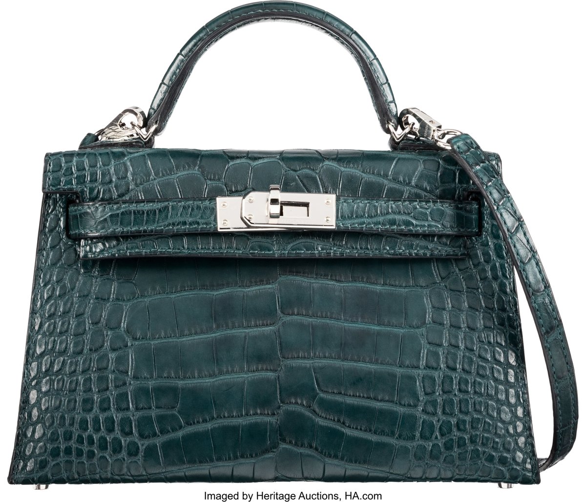 HeritageAuction's tweet photo. #HERITAGELIVE The #Hermès #MiniKelly is one of the HOTTEST, most sought-after bags on the market today. This one in the rich, saturated color, Vert Rousseau, is spectacular! It just sold for $50,000! https://t.co/aB4BPMnv52 https://t.co/CI6Li3tRfu