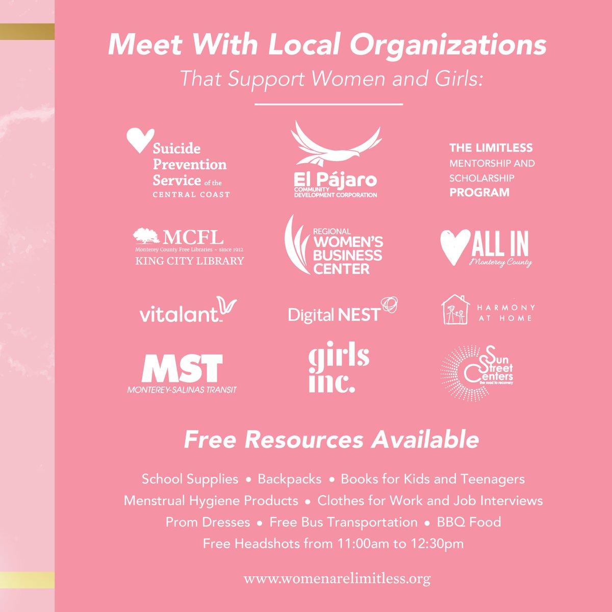 Just a reminder that this wonderful event will be taking place THIS SATURDAY May 6th! This is an amazing opportunity for the girls and women in our community so please take advantage!