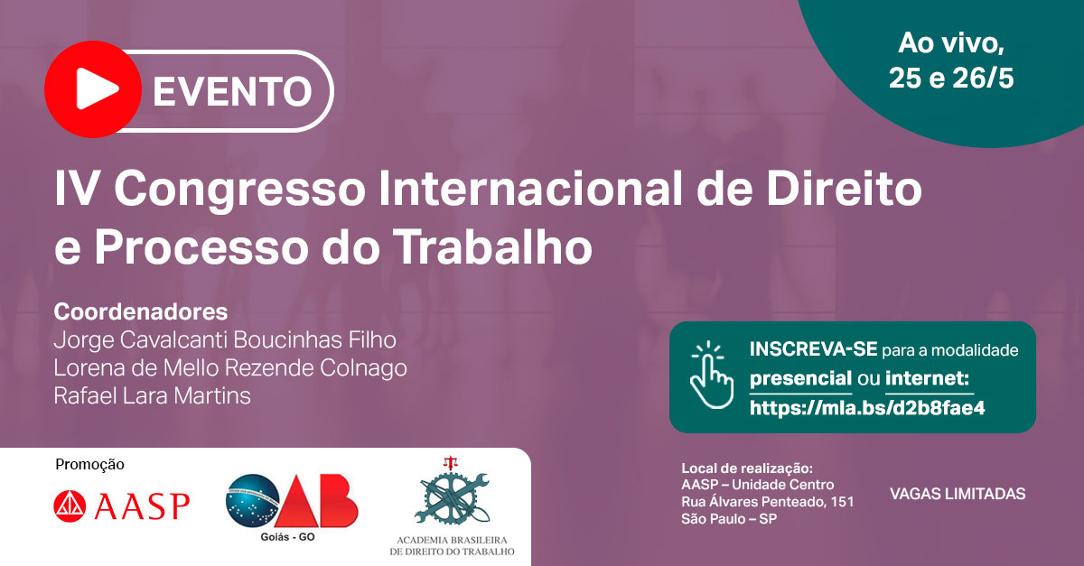 aasp_online's tweet photo. Prepare-se para ampliar seus conhecimentos sobre temas relevantes da Justiça do Trabalho! Confira a programação completa e inscreva-se no IV Congresso Internacional de Direito e Processo do Trabalho hoje: https://t.co/w3epv6ebq4
#aasp #direitodotrabalho #processodotrabalho https://t.co/P0l13WeR2P
