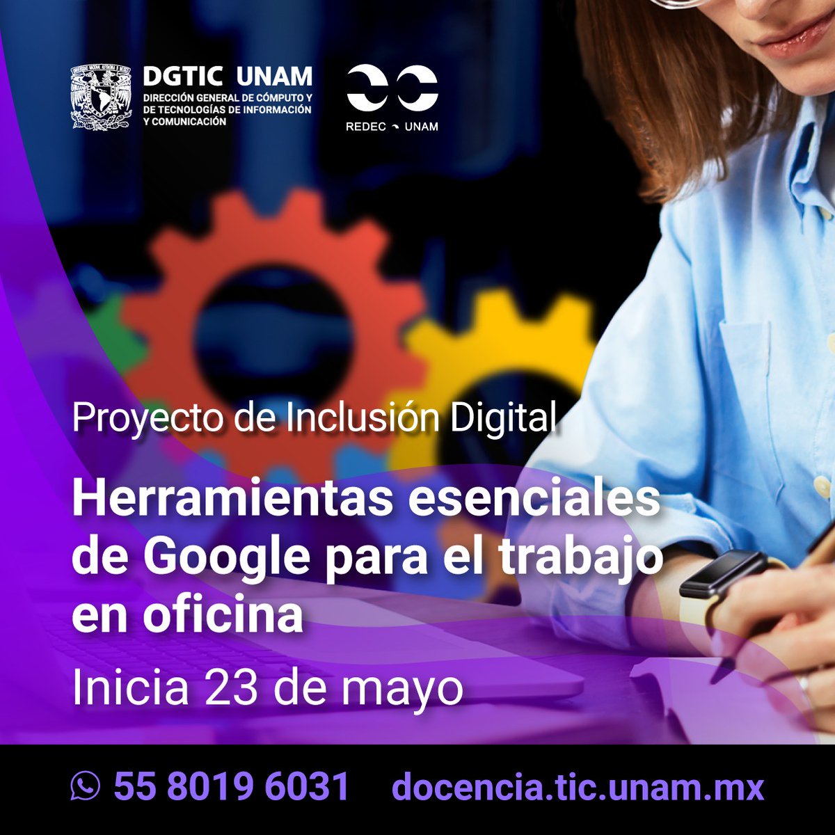 UNAMdigital's tweet photo. Emplea herramientas de Google para crear textos, hojas de cálculo y correos electrónicos, además de almacenar archivos en la nube, manejar la agenda de citas y realizar juntas virtuales ¡Iniciamos el 23 de mayo!
#CursosTIC
https://t.co/EmjsDUDZuB https://t.co/osTSr2oVug