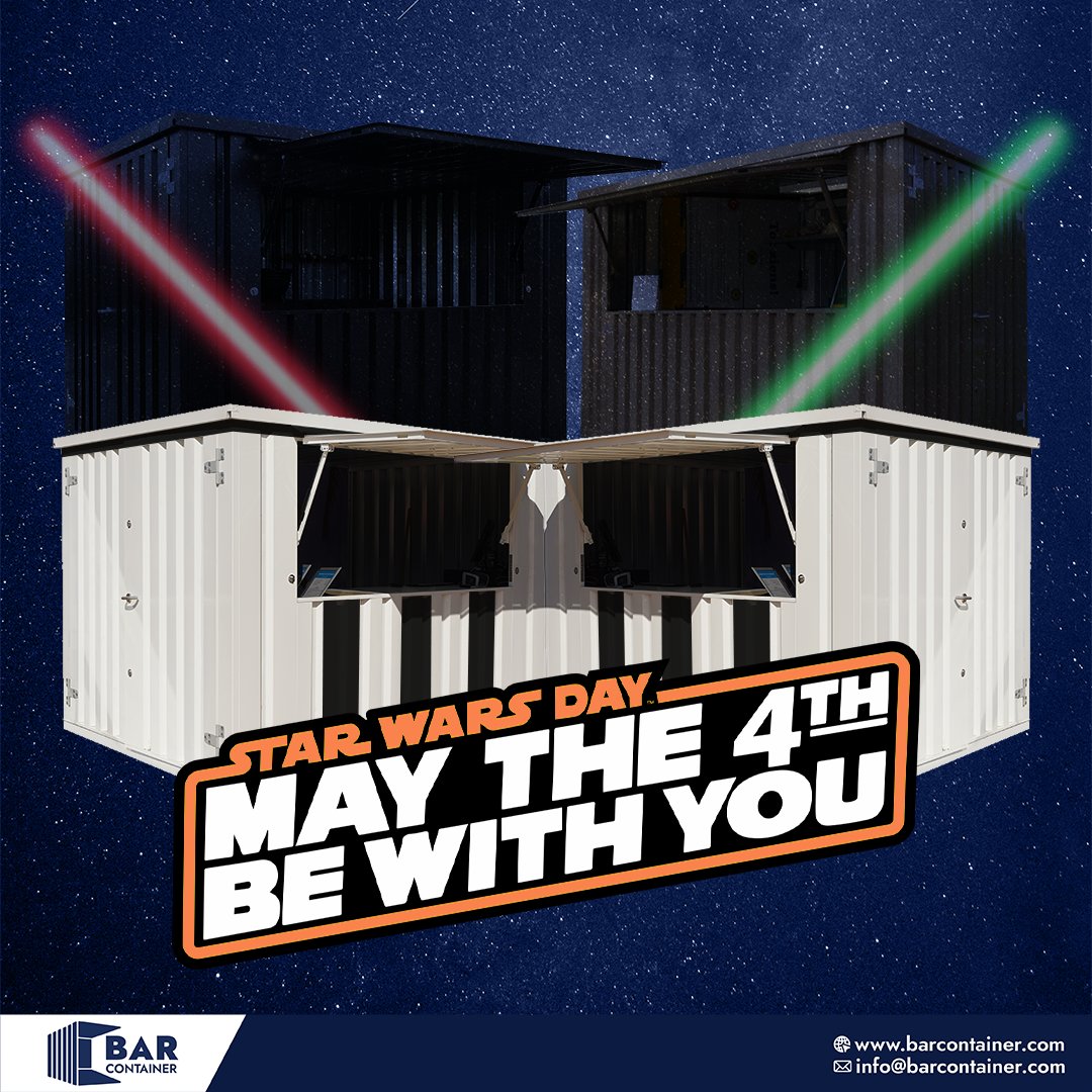 BarcontainerCom's tweet photo. Happy Star Wars Day! Just like the iconic Millennium Falcon, our bar containers are designed to take you on a thrilling journey. So whether you're celebrating on Tatooine or Endor, make sure to have a Bar Container by your side. #StarWarsDay #MayTheFourth #BarContainer https://t.co/zdU3Fw6WvR