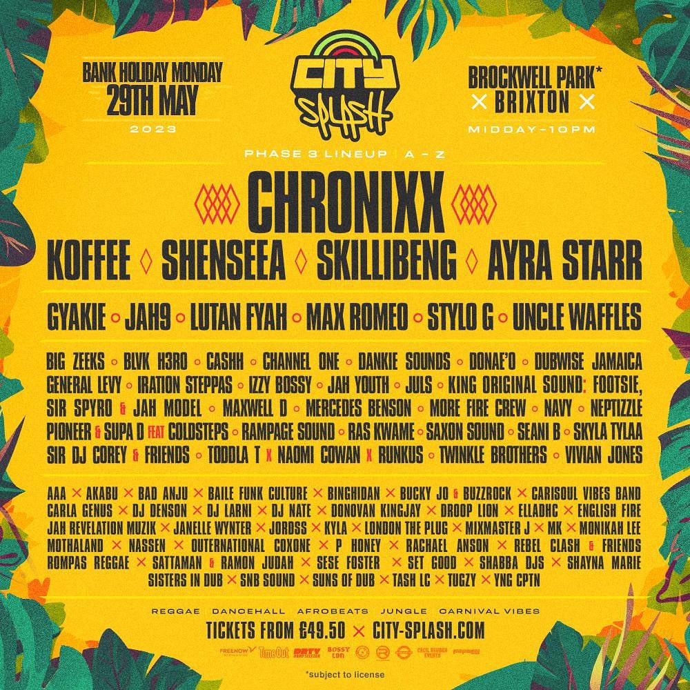 city-splash.com 

Get your tickets now to see the likes of Chronixx, Koffee, Shenseea, Skillibeng, Ayra Starr &amp; many more at <a href="/CitySplashFest/">CitySplashFest</a>.

#festival #thursdaymorning #MayThe4thBeWithYou #citysplash #reggaemusic #Afrobeats