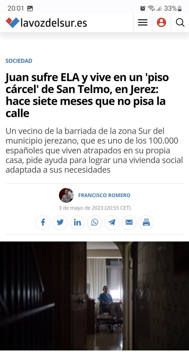 Axsi_Jerez's tweet photo. 👉 reportaje dedicado a Juan enfero de ELA.
Tal y como denunciamos desde Andalucía Por Sí, la voz del sur lo hace público con esta noticia.

#jerezmerecemás #eleccionesmunicipales2023 #SantiagoAlcalde #28Mayo

https://t.co/We6BdRn8L5 https://t.co/XVtypZEHpb