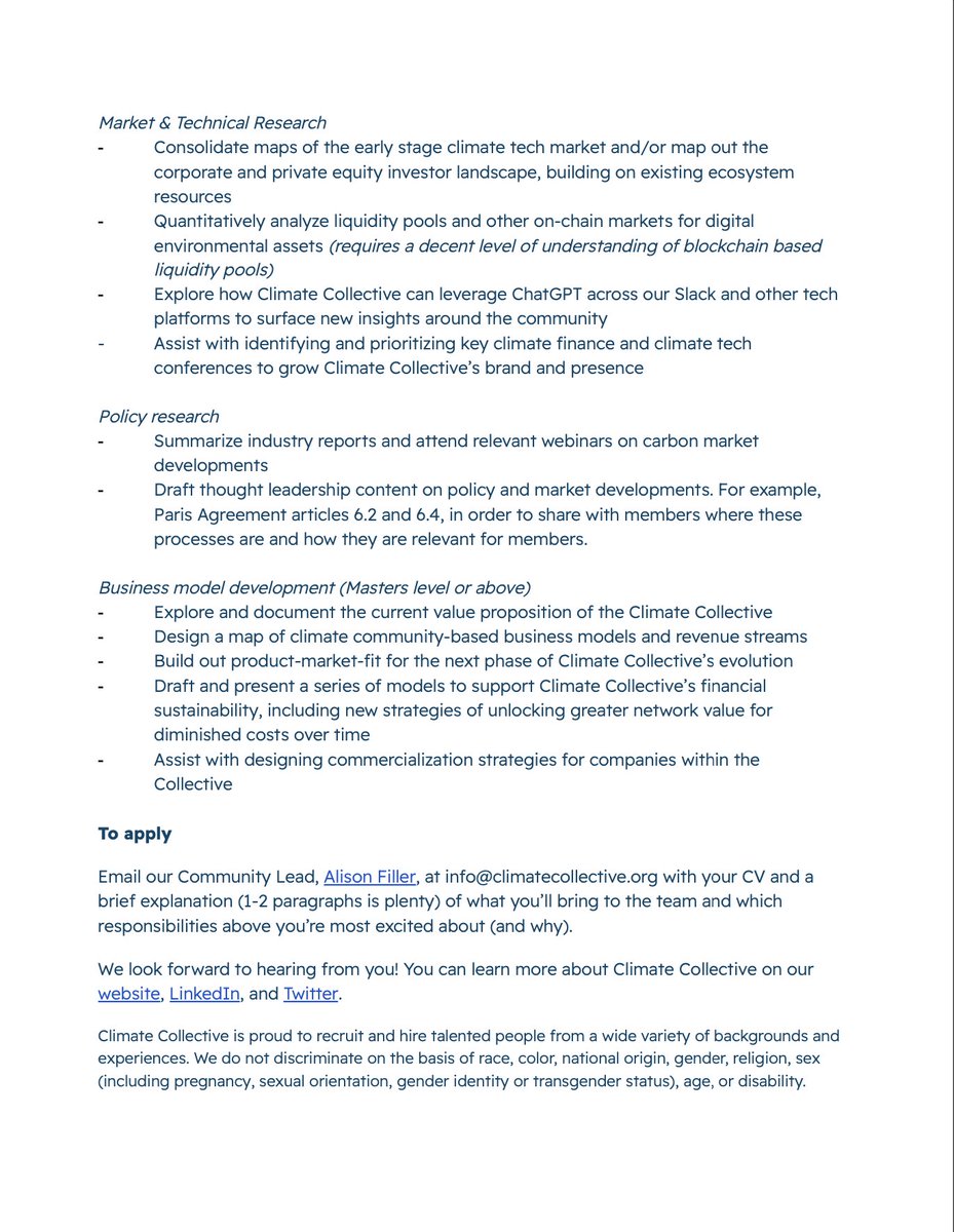 📣 We're hiring summer interns!

Internships will be paid. If you're interested in ReFi and digital climate tech, we'd love to get you involved. There are several work-streams you can plug into, depending on your skills and interests. 

Details in the doc below 👇