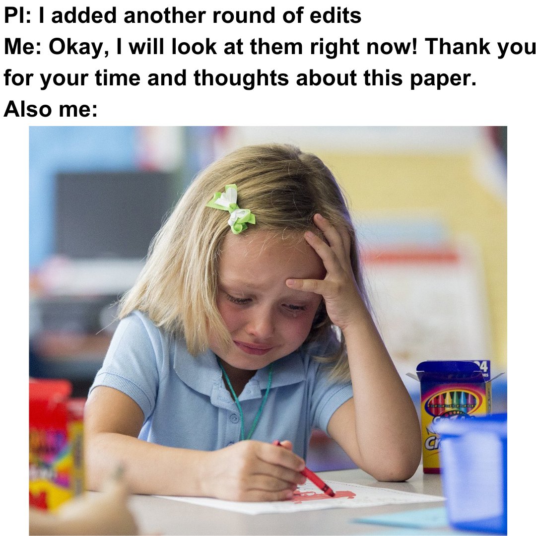 MITGradStudents's tweet photo. Thank you soooo much I can't wait to rewrite my discussion and remake my figures πππ
#gradhumor #gradmeme #phdhumor #phdmeme
credit: @grad.school.memes https://t.co/rcgbMaK72n
