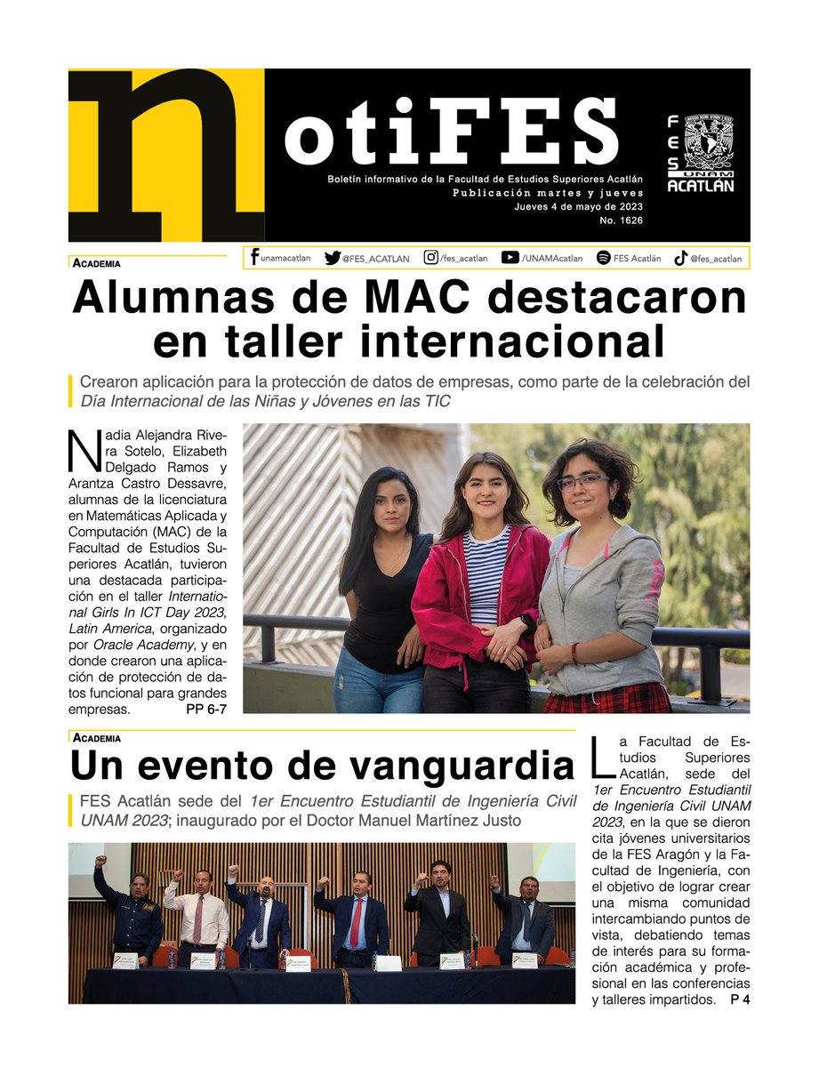 FES_ACATLAN's tweet photo. Consigue tu #NotiFES Digital https://t.co/LXHJglEhZK Si lo prefieres impreso, búscalo en los dispensadores. https://t.co/FJWVHZ2EGV