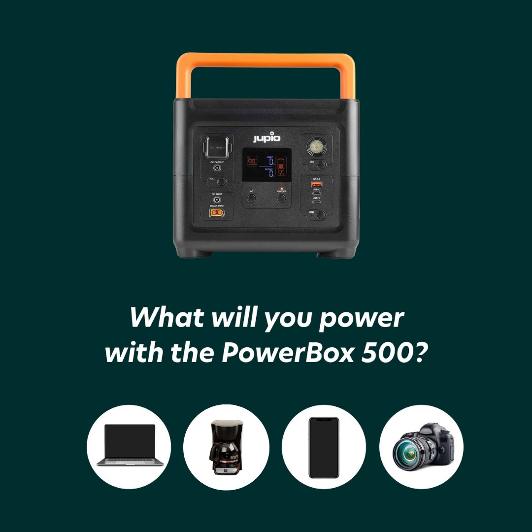 JupioUsa's tweet photo. What will YOU power with the new Jupio PowerBox 500? We have a ton of devices that require power and having a reliable source when there's no outlet in sight is a necessity! #PortablePower #PowerBox500 https://t.co/c8Yswb3R85