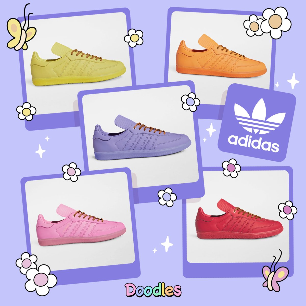 doodles's tweet photo. Now, every Pharrell Pack includes a pair of physical @adidas Sambas!

12 packs will have @Pharrell 50th birthday limited edition green Sambas, while 288 will have pastel Adidas Humanrace Sambas.

Complete the steps outlined in the OFFICIAL LINK: https://t.co/zQWgz5camO