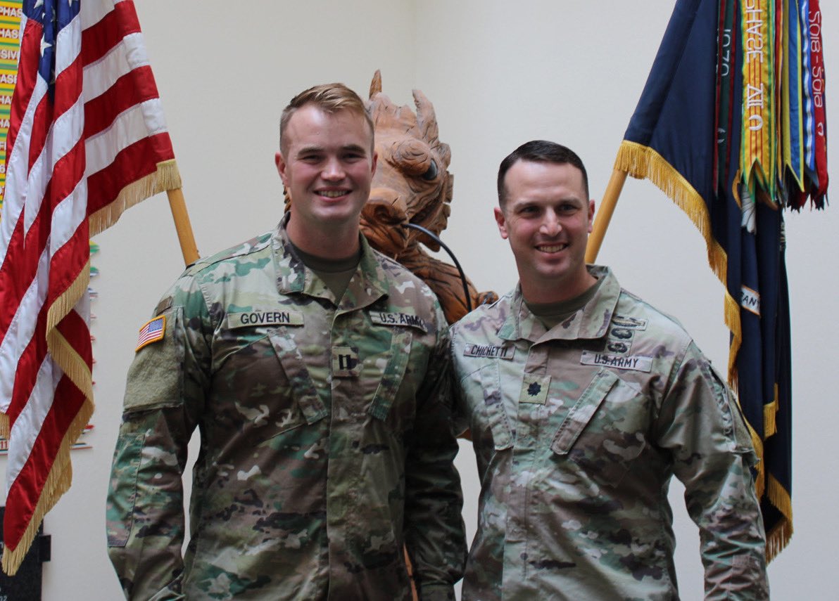 2_14Infantry's tweet photo. Congratulations to CPT Govern on his promotion! CPT Govern has been with the Golden Dragons since 2021, serving as an Adjutant, a Rifle Platoon Leader, Company XO, and now as the S4. Thanks for everything you’ve done and accomplished in 2-14! #ClimbToGlory #CourageAndHonor #ROTL https://t.co/Pv6Z31gCON