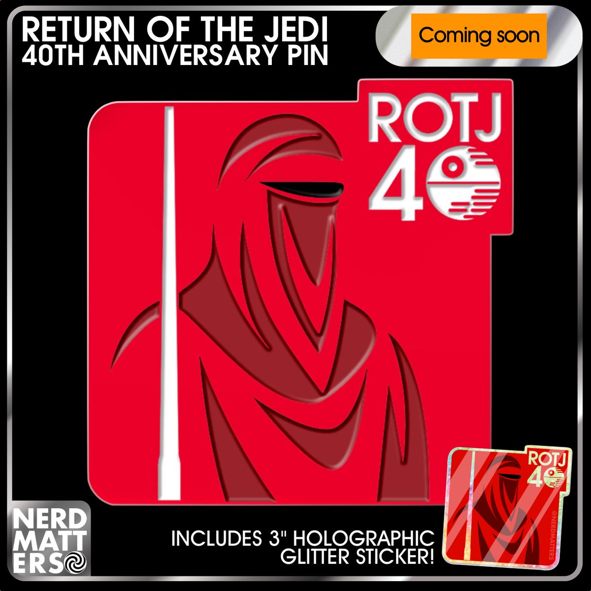 Happy May the 4th! Here is a sneak preview of a new pin coming soon. Celebrating the legacy of Return of the Jedi! #maythe4thbewithyou #maythe4th #maythefourth #starwars #returnofthejedi #rotj40 #royalguard #pin #pins #enamelpin #enamelpins #pingame #pingamestrong #nerdmatters