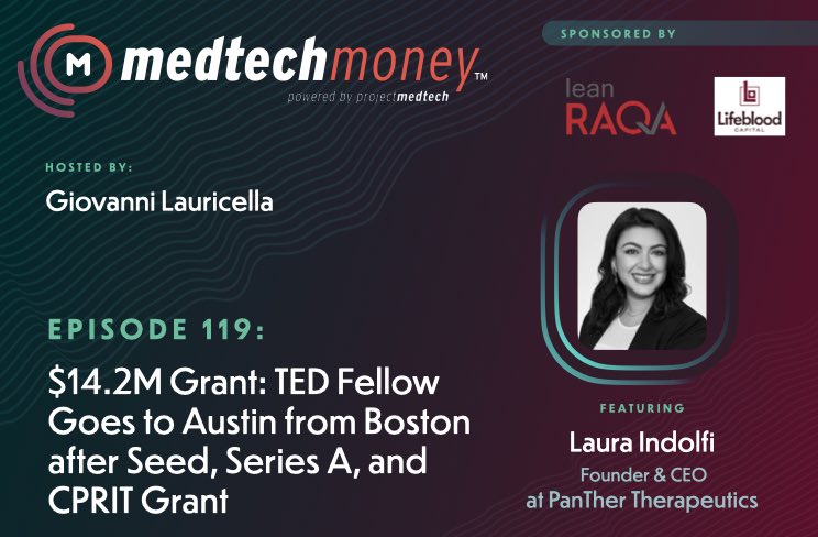 Thrilled this Medtech Money Podcast is out! It was such a fun discussion spanning many different topics! From naming @PanTherTx to fundraising & expanding from #Boston to #Austin! rb.gy/4934o #MovingPanTherForward #TherapeuticsOnTarget🎯 #AttackingCancerAtTheSource™️