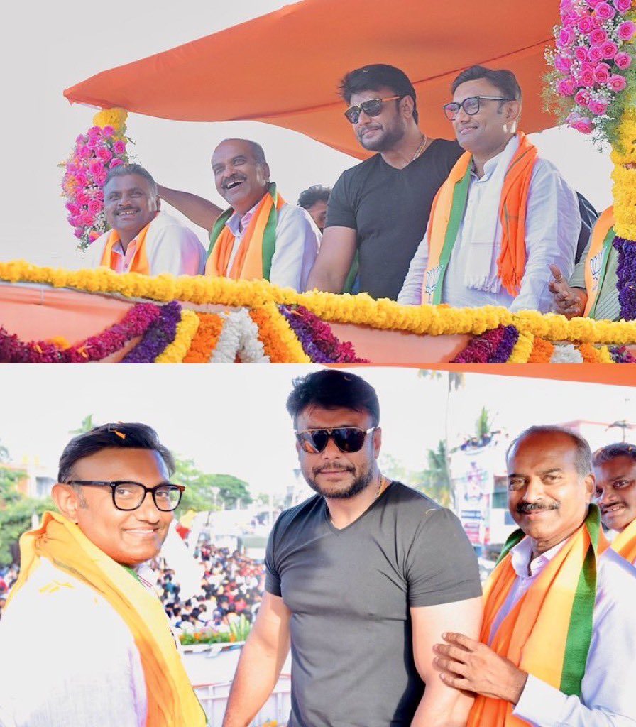 NewsArenaIndia's tweet photo. Kannada actor Darshan campaigns for BJP candidates. https://t.co/PS1pxIhN71