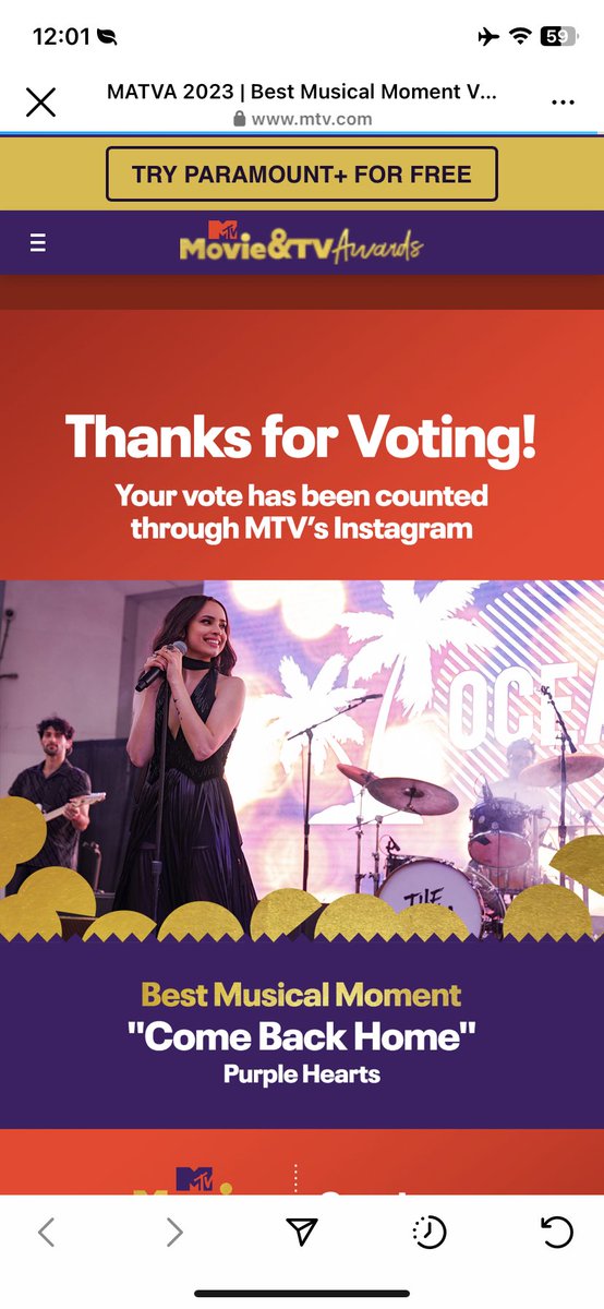 ROUND FINAL! 

Ya vote con todas mis cuentas y se que de todo corazón ese premio será morado 💜 el fandom viene con todo

Te AMAMOS muchoo <a href="/SofiaCarson/">Sofia Carson</a> 
#SofiaBestMusicalMoment #MTVAwards 

📌 mtv.com/movie-and-tv-a…