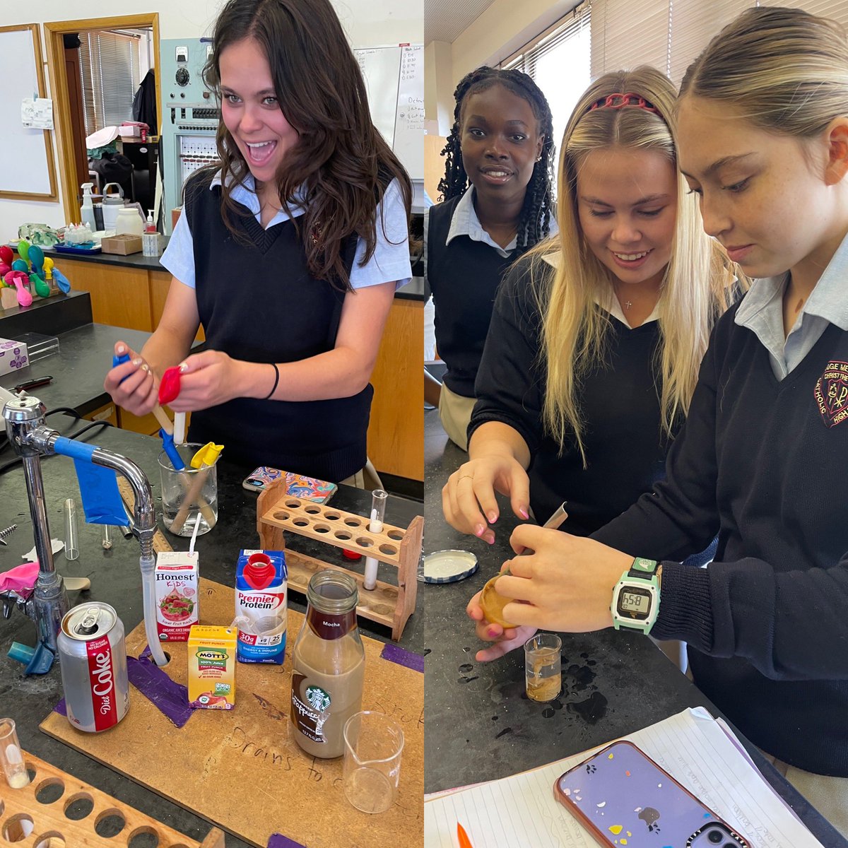 JudgePride's tweet photo. Students added their favorite drinks to yeast to learn about how cells use sugar for energy, and to see how much biomass and energy can be created from some sugar drinks. 

The biggest performers were Gatorade and Starbucks Mocha Latte. 
#judgescience #judgepride https://t.co/vq5ztGExOx