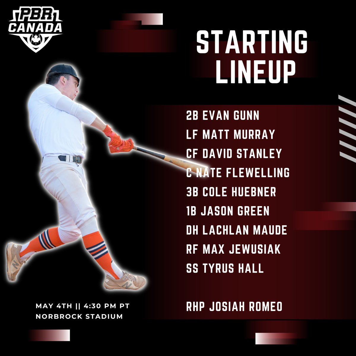 🏔️ 𝐆𝐀𝐌𝐄 𝟐 𝐋𝐈𝐍𝐄𝐔𝐏 🏔️

'25 RHP Josiah Romeo will get the ball in Game 2 this afternoon for the PBR Canada Selects as we take on the Okotoks Dawgs at 4:30pm PT.

#BeSeen🇨🇦