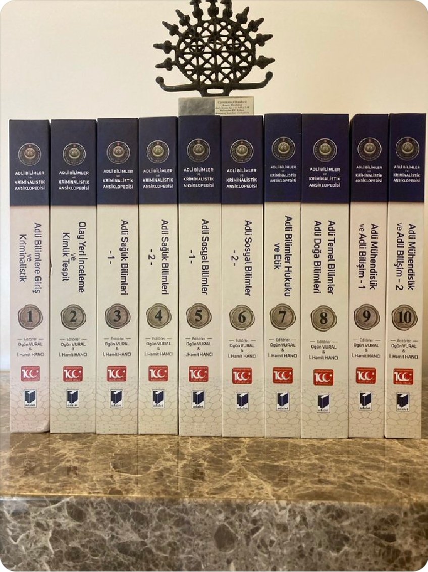 Bölüm yazarları arasında olduğum 
Prof.Dr. Hamit Hancı hocamız ve 
Emniyet Kriminal Dairesi Başkanı 
Ogün Vural editörlüğünde 
hazırlanan 10ciltten oluşan "Adli 
Bilimler ve Kriminalistik 
Ansiklopedisi" basılarak ülkemize kazandırıldı.Yazarlarımızın kalemine 
sağlık@drhamithanci