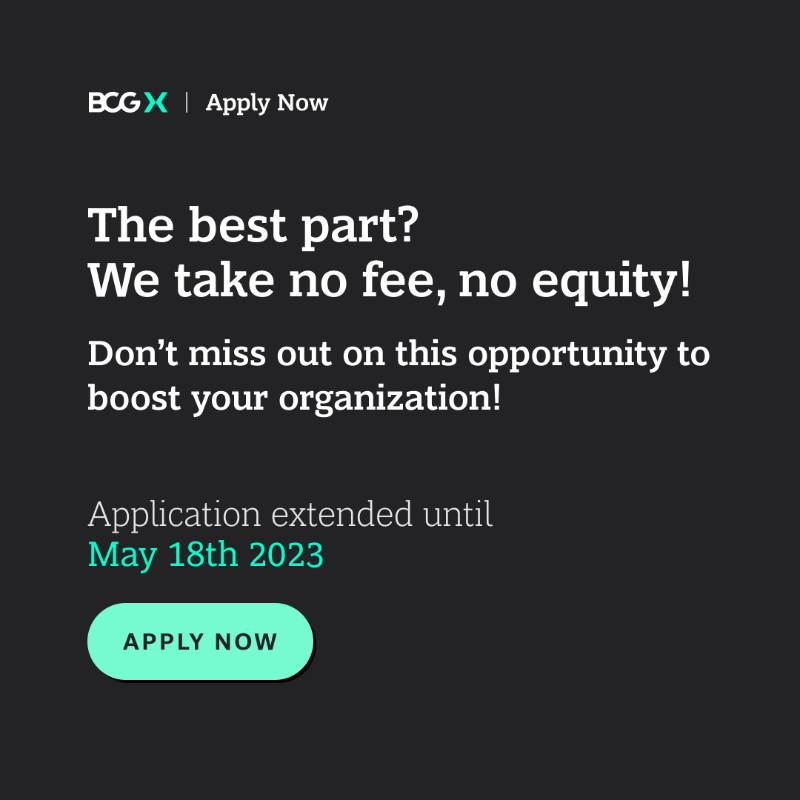 bcgx_'s tweet photo. Calling #startups, #NGOs &amp; innovators based in #Europe 🌏! Our 2023 #SocialImpact Program Accelerator application deadline has been extended to May 18th.

If your initiative is focused on building a more resilient future for the planet &amp; the people living on it, apply now ⬇️.
