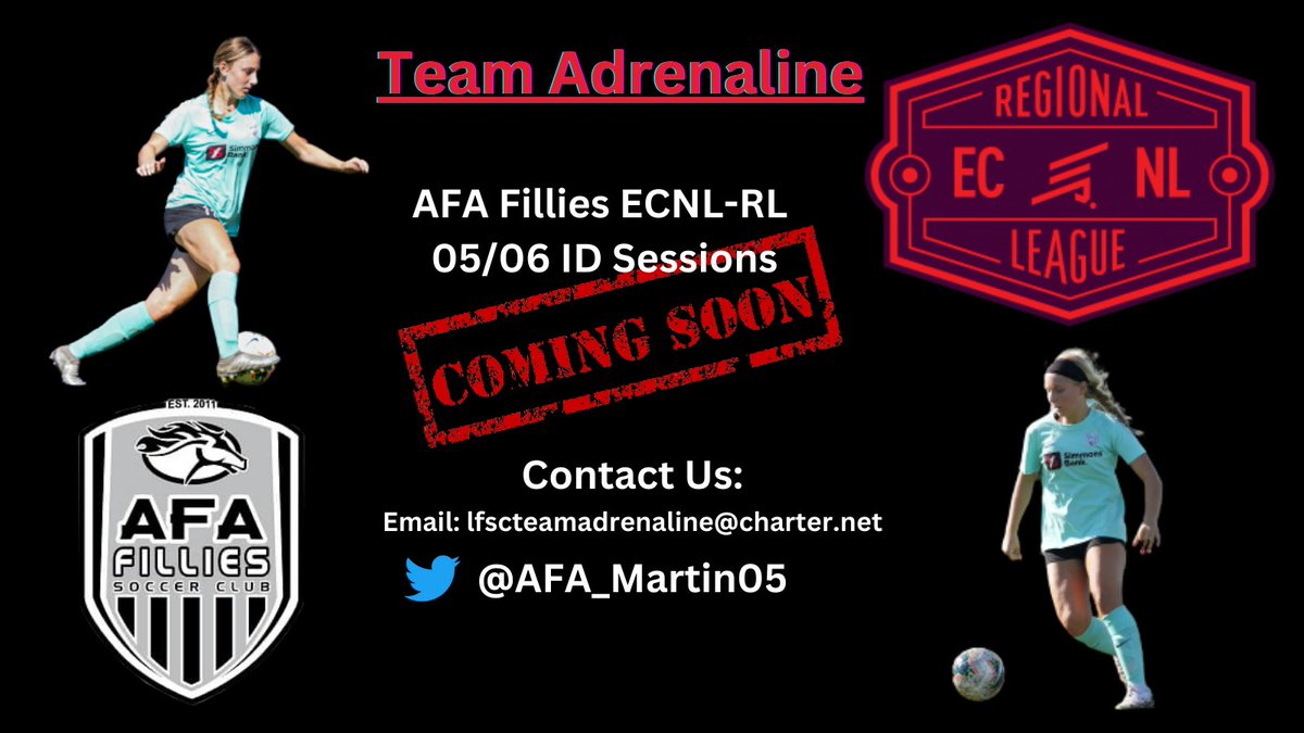 We'll be posting dates soon for our upcoming ECNL-RL ID Sessions.  DM us here or contact us via email if interested at lfscteamadrenaline@charter.net.