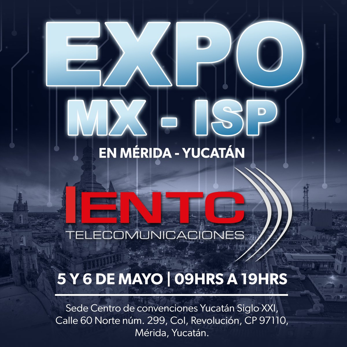 En IENTC nos complace anunciar nuestra participación el día de mañana en EXPO MX-ISP 2023, uno de los eventos más destacados en la industria e infraestructura de las telecomunicaciones.
¡Te invitamos a acercarte con nosotros para que conozcas más sobre nuestros servicios!
#IENTC