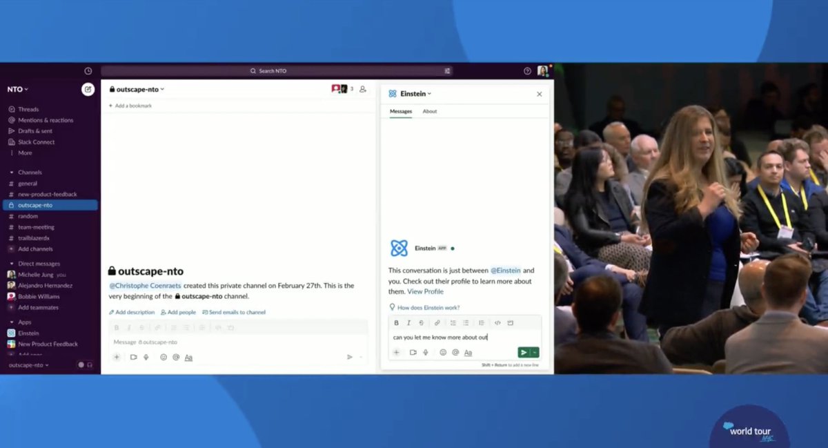 CRMScience's tweet photo. Learning about the latest advancements in Salesforce EinsteinGPT has been a highlight of our time at Salesforce World Tour NYC! The integration with Slack is a game-changer! @iTweetSarah 🤓👏
#SalesforceWorldTour #SWT2023 #SalesforceNYC #SalesforceEinsteinGPT https://t.co/x36P2NAEkD