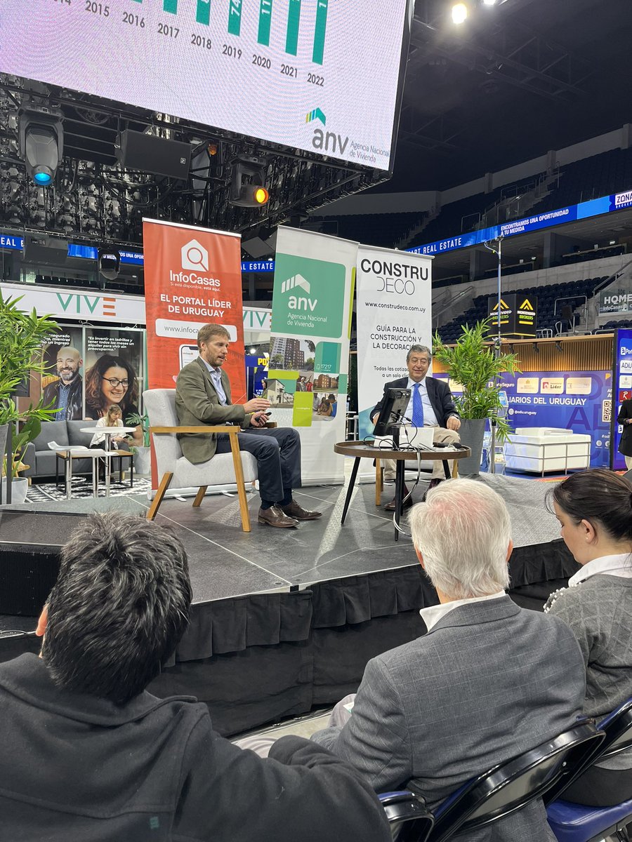 ANV_Uruguay's tweet photo. El presidente de la ANV @klausmill_uy, junto al vicepresidente @BorsariGustavo, exponiendo los resultados a raíz del cambio de reglamentación de la ley 18.795 que impulsó notoriamente la inversión privada en construcción de viviendas. #homefest @infocasasuy https://t.co/0a9JmGnmqr