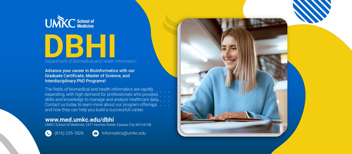 Are you aware that DBHI offers enrollment to graduates at any point in the year? 

Our open-enrollment policy allows students to join our programs in any semester. For more information on our degrees, visit our website at med.umkc.edu/dbhi
#Biomedical #Informatics #Graduate