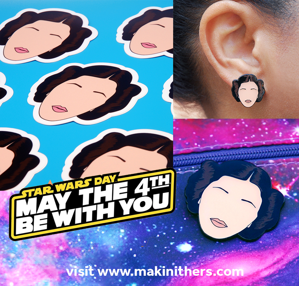 May the 4th Be With You! 

Celebrate fandom on Star Wars Day, with these beautiful Princess Leia 💫 Lapel pin, earrings, vinyl sticker. makinithers.com

#enameljewelry #enamelpinsforsale #enamelpingame #enamelearrings #pinsanity #pinaddict #scifiartwork #scififantasy