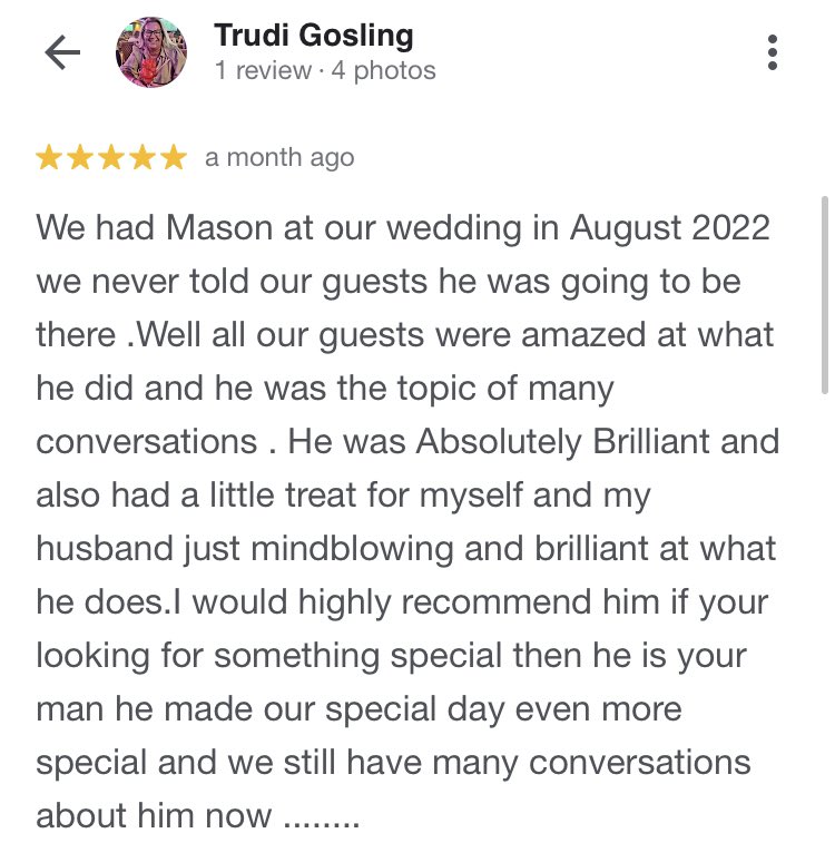 MKMindReader's tweet image. Another lovely recent review from an amazing wedding I performed at @bartonmanorhtl last summer!

If you’re looking for unique and mind blowing entertainment for your next event, be sure to get in touch! 

#mindreader #entertainer #weddingentertainment #corporateentertainment