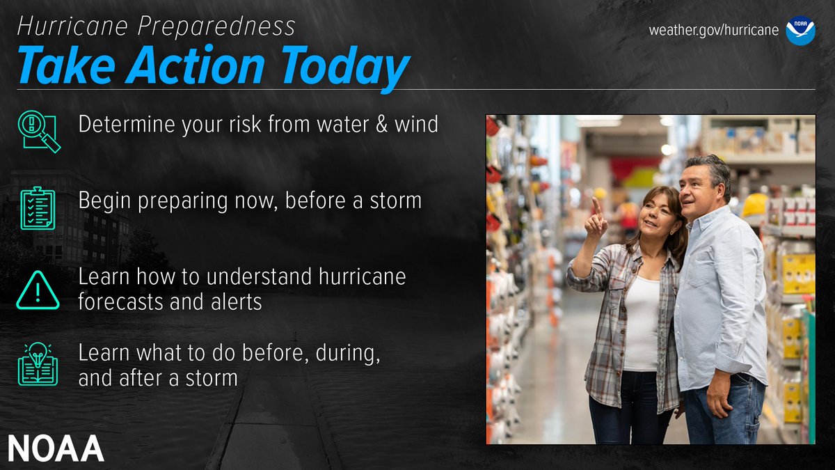 Are you ready for hurricane season? Take action TODAY to be better prepared for when the worst happens. Even if you feel ready, there may be additional things you could do or learn. #HurricanePrep #HurricaneStrong
noaa.gov/take-action-to…