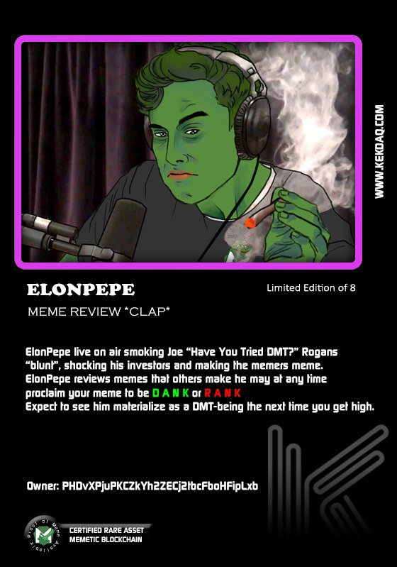 <a href="/elonmusk/">Elon Musk</a> <a href="/cb_doge/">DogeDesigner</a> accept my gift of this rare pepe #elonpepe card <a href="/elonmusk/">Elon Musk</a> <3
